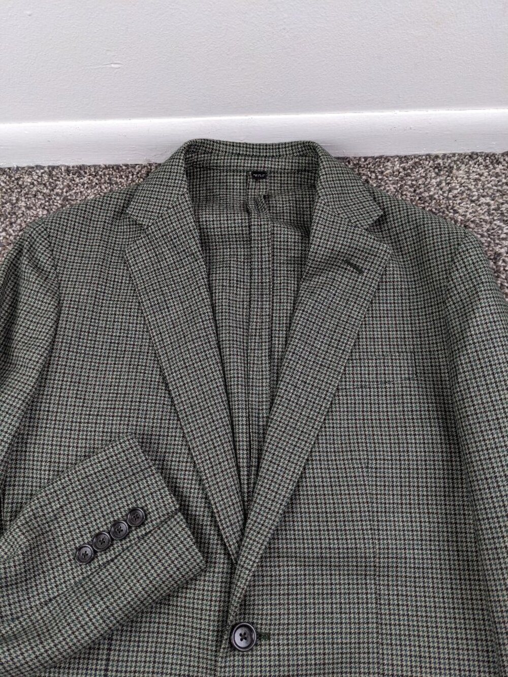 J Crew 34S Sport Coat Ludlow Slim Fit Moon Tweed Wool Houndstooth Checked Green